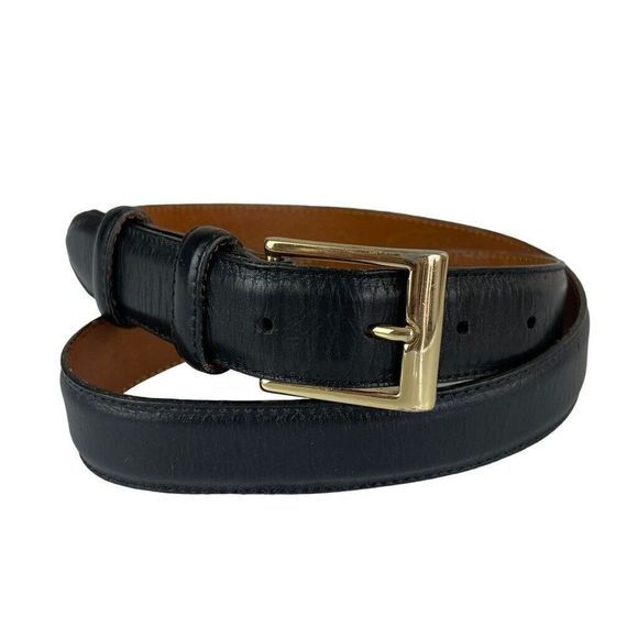 Cole Haan Accessories - Cole Haan Belt Black Genuine Leather Brass Tone Buckle USA Size 34